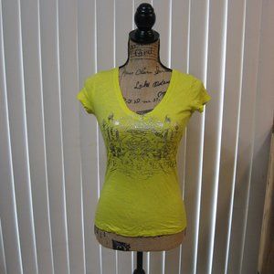 NWOT Express yellow graphic tee t shirt top XS extra small